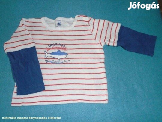 Cápa mintás csíkos hosszú ujjú felső 12 hó (méret 74)