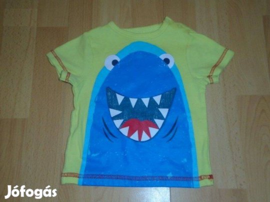 Cápa mintás sárga póló 6-9 hó (méret 74)