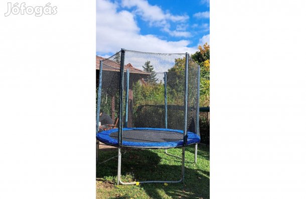 Capetan Kék trambulin szett védőhálóval (244 cm) új rugóvédővel