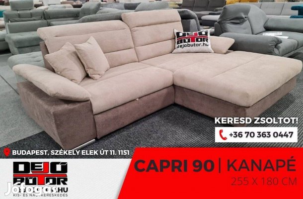 Capri 90 sarok kanapé ülőgarnitúra 255x180 cm rugós barna bézs