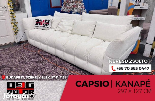 Capsio egyenes kanapé ülőgarnitúra 297x127 cm bútor fehér