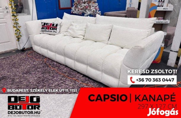 Capsio kanapé ülőgarnitúra dizájn 297x127 cm fix bútor selyem white