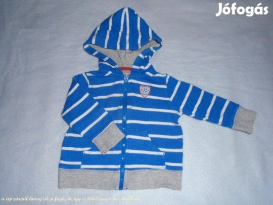 Carter's csíkos kapucnis cipzáras pulóver 6 hó (méret 68)