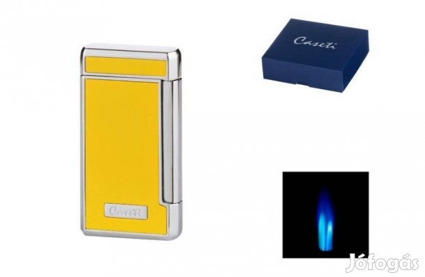 Caseti szivar öngyújtó citromsárga és króm színű, 2-es Jet lánggal