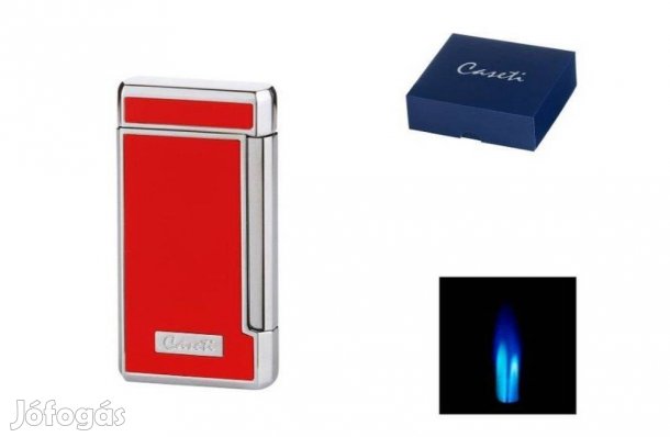 Caseti szivar öngyújtó piros és króm színű, 2-es Jet lánggal
