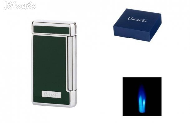 Caseti szivar öngyújtó sötétzöld és króm színben, 2-es Jet lánggal