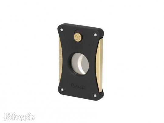 Caseti szivarvágó dupla pengés - Matt fekete és arany színű