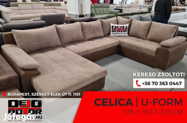 Celica ualak kanapé ülőgarnitúra 185x355x220 cm barna ágyazható