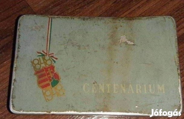 Centenárium cigarettás fém dobozka