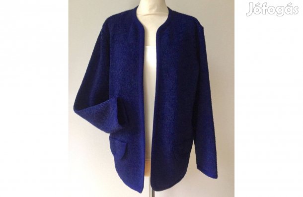 Chanel-fazonú, meleg, női kardigán. (Sötétkék.) M-es méret
