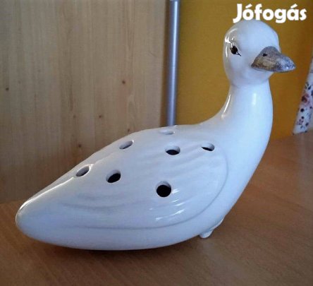 Charolles vintázs, mázas francia kerámia kacsa ikebana,