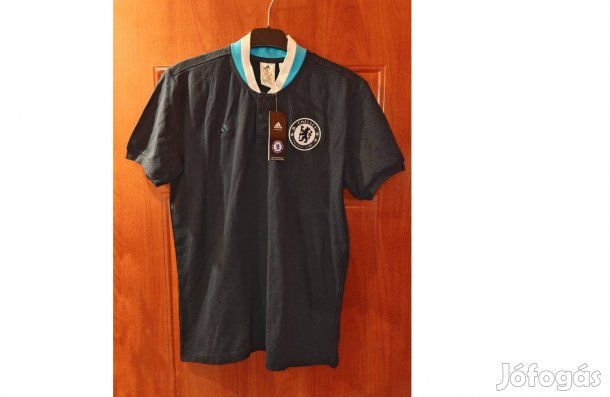 Chelsea eredeti adidas sötétszürke gombos nyakú póló (M-es)