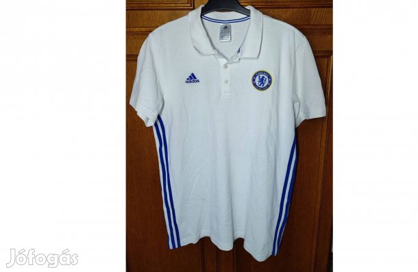 Chelsea eredeti fehér adidas galléros póló (L)