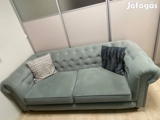 Chesterfield kanapé 3 személyes gyönyörű menta zöld
