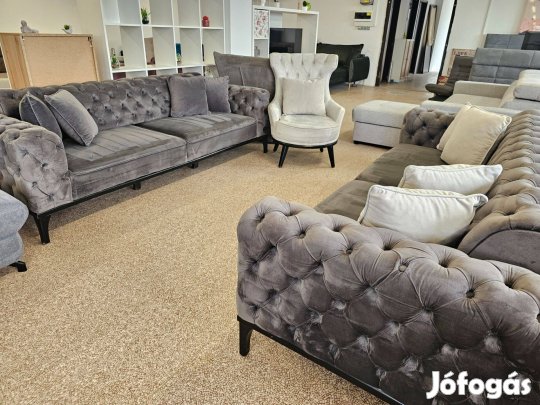 Chesterfield stílusú 3+3+1 ágyazható ülőgarnitúra szett