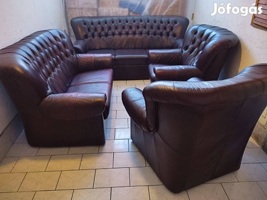 Chesterfield valódi bőr ülőgarnitúra eladó