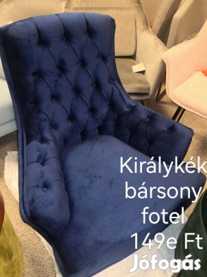 Chesterfieldes álomszép bársony fotel több színben! Királykék, szürke