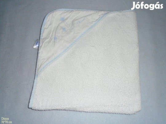 Chicco kapucnis maci mintás kifogó babatörölköző 70*70 cm fehér