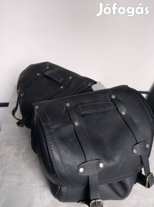 Chopperre bőr oldaltáska pár krómacél felfogatókkal