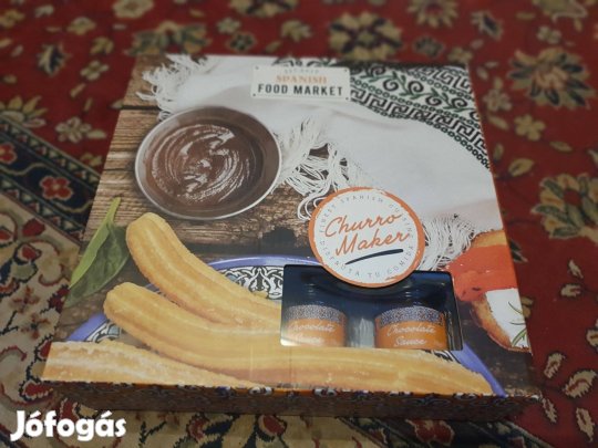 Churros készítő készlet 8 kinyomó fejjel, csokoládé szósszal -új