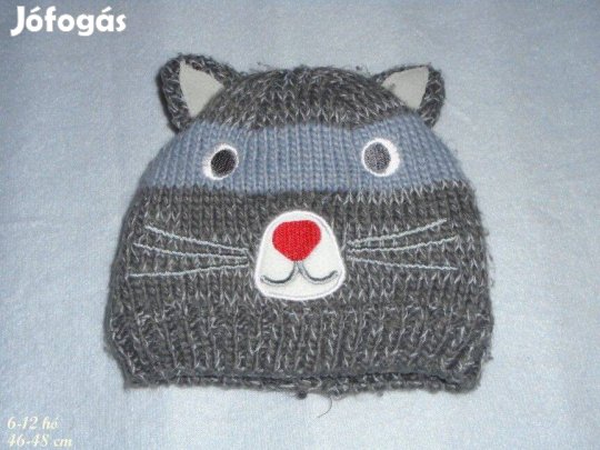Cica mintás sapka 6-12 hó - 46-48 cm szürke színű