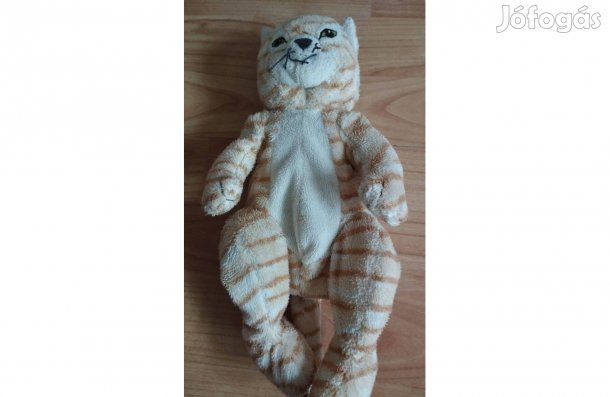 Cica plüss figura - vörös-fehér cirmos