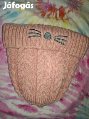 Cicás rózsaszín gyerek, lányka sapka,bélelt