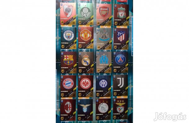 Címer (Club Badge) Teljes sor Panini Fifa 365 2024 kártya