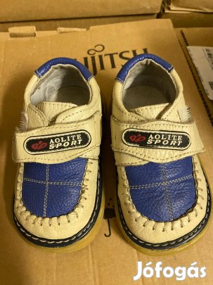 Cipő baba 21-es méret kék-drapp