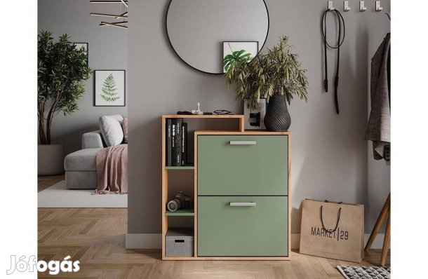 Cipőszekrény80×90×24,2 cm,Vicco Orlando, arany tölgy/zöld,Új
