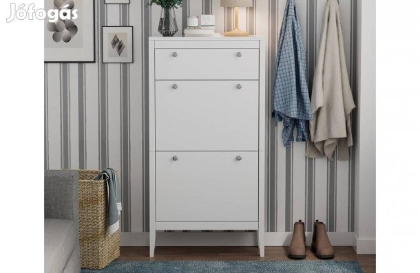 Cipőtároló 60×115 cm kompakt előszobabútor,Vicco Aron, fehér,Új