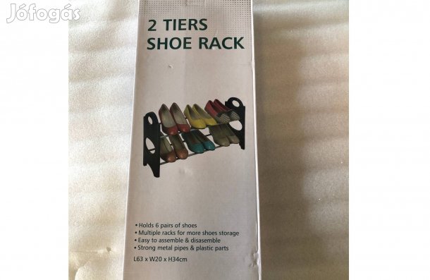 Cipőtároló állvány 2 szintes 6 pár cipőnek 63x20x34cm