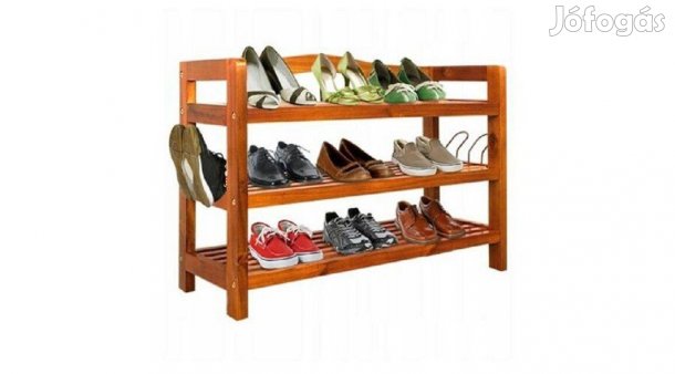 Cipőtartó 3 polccal, 85x26x62 cm,Casaria, tömör akácfa ,Új