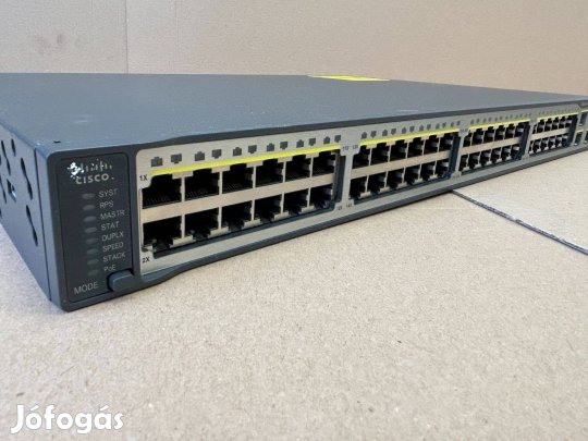 Cisco Catalyst 3750V2 PoE-48 switch 48 port, 4x SFP, menedzselhető