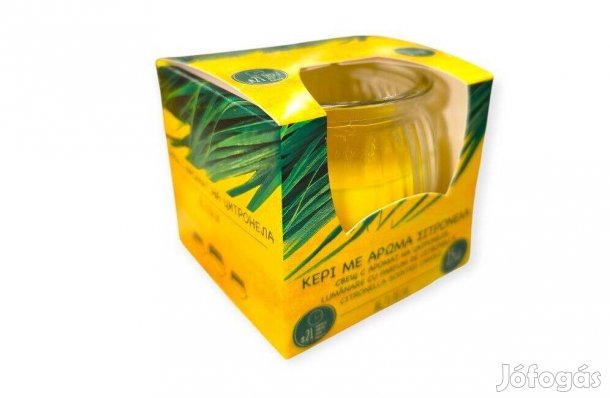 Citronella gyertya üvegben szúnyogriasztó, 6,5 cm