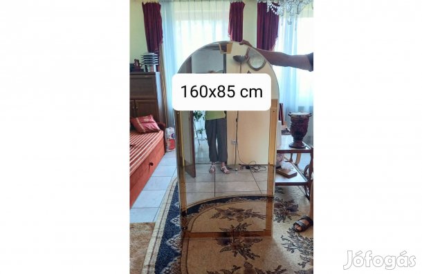 Cizellált falra szerelhető 160x85 cm boltives tükör