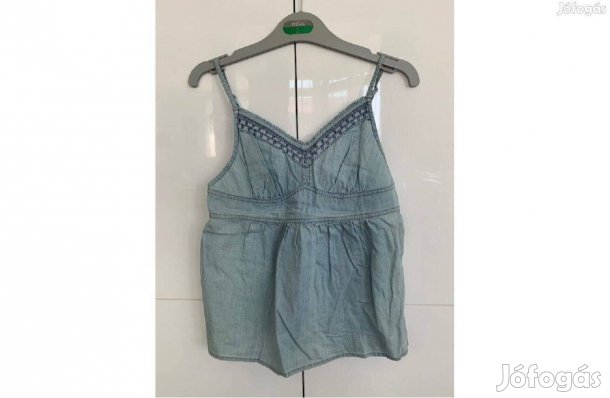 Clockhouse kék farmer anyag pántos felső S