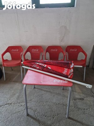 Coca-Cola 4 db szék + 2 db asztal + 2 db napernyő