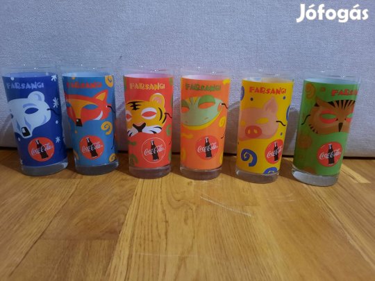 Coca Cola farsangi pohár készlet pohárkészlet farsang 6db
