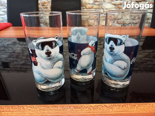Coca cola Pohár Jegesmedvés 3db Új
