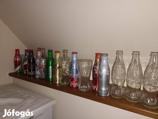 Coca cola palackok, poharak, üvegek