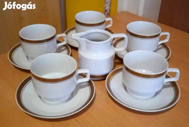 Colditz fehér-arany 5 szem. kávés-teás készlet egy tejkiöntővel