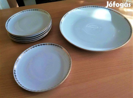 Colditz porcelán elegánsan szolid süteményes készlet, fehér-arany