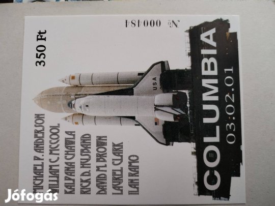 Columbia űrsikló Katasztrófája 2003-as feketenyomatt emlékív