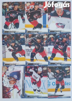 Columbus Blue Jackets NHL kártya Werenski Roslovic Gaudreau Jenner