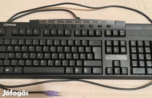 Compaq KB-9963 magyar kiosztású billentyűzet, PS/2 PS2 PS 2 csatlakozó