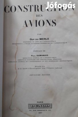Construction des avions - Guy du Merle, Préface de Paul Dumanois 1947