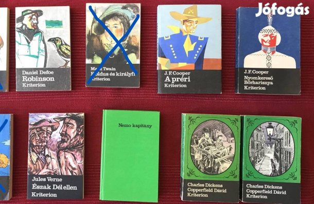 Cooper, Dickens, Verne és Defoe kalandregények nagyon jó állapotban