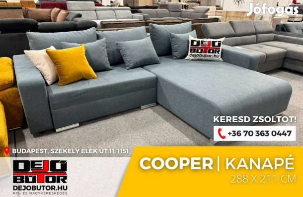Cooper grey párnás sarok kanapé ülőgarnitúra 288x211 cm ágyazható