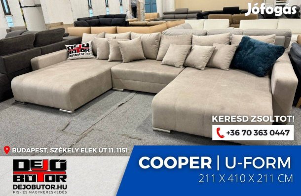 Cooper kanapé ülőgarnitúra 211x410x211 cm sarok ualak natúr ágyazható